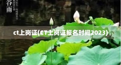 ​ct上岗证(CT上岗证报名时间2025)